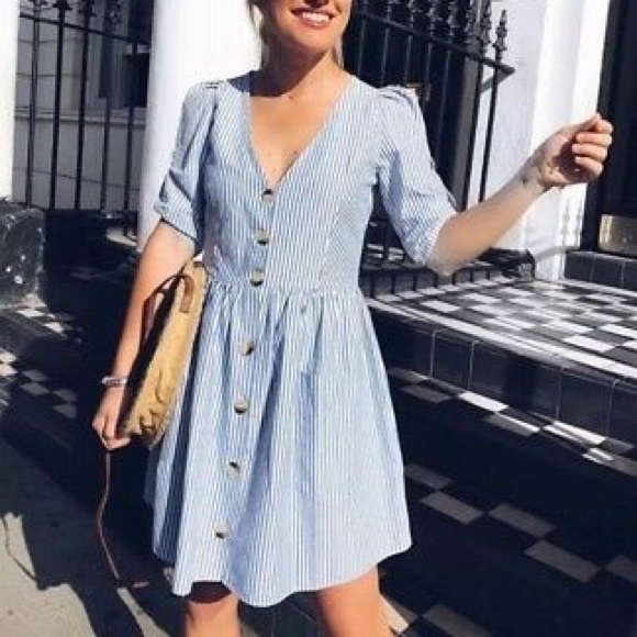zara blue striped dress